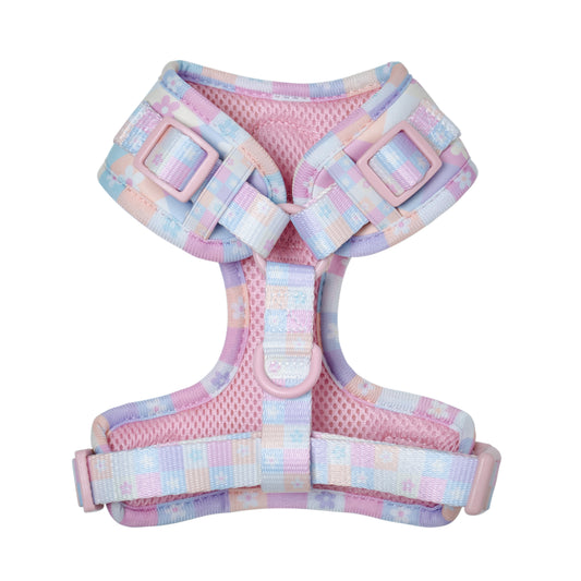 Adjustable cute dog harness with front and back D-rings for no-pull walking and control